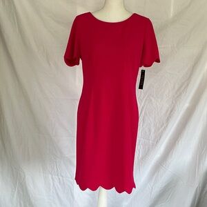 Fuchsia Scallop Sleeve and Hem Mini Dress